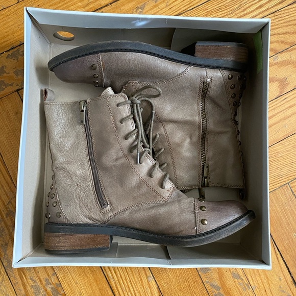Lucky Brand Leather Nolan Studded Combat Boots - Picture 10 of 10